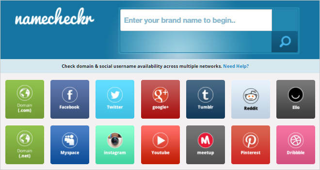 Namecheckr, el multibuscador de perfiles sociales y dominios disponibles