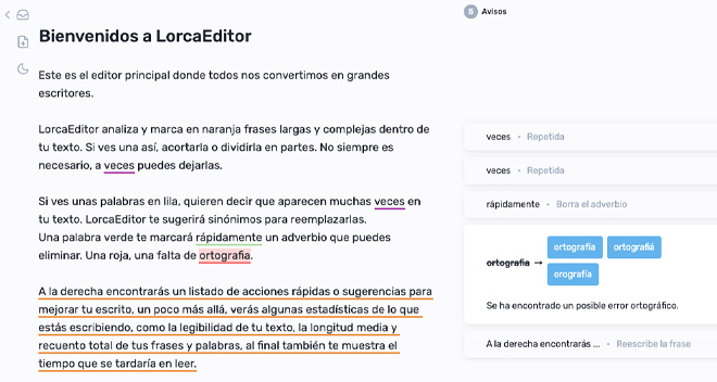 Lorca Editor, corrector gramatical, ortográfico y de estilo gratuito #DoctorHosting