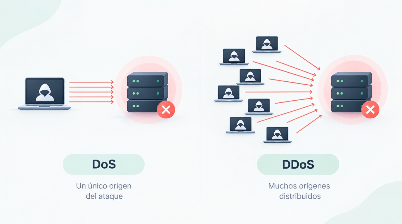 Qué es un ataque DDoS y en qué se diferencia de un ataque DoS